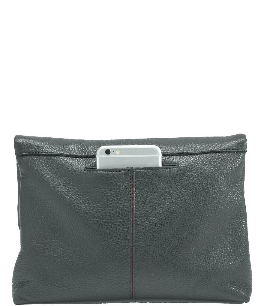 Hammitt VIP Fold Over Large Studded Leather Zip Flap Crossbody Bag