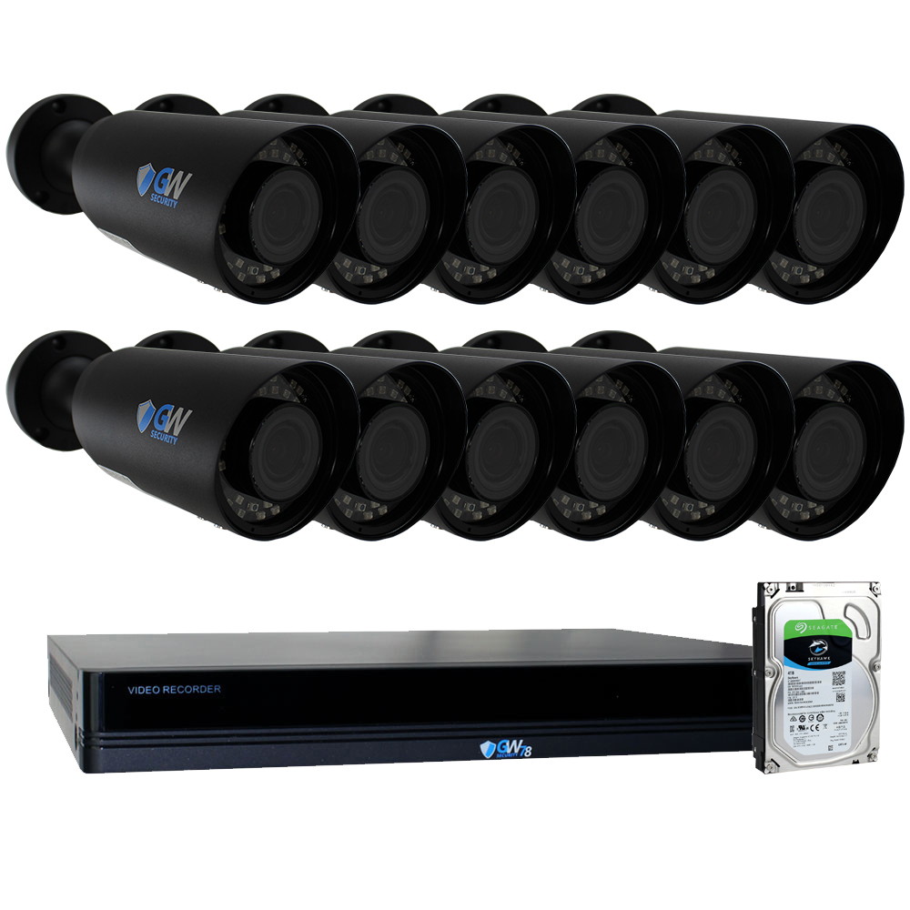GW Security 8CH NVR 8MP H.265+ AI Face Recognition 4K IP PoE Surveillance Camera System with 4 4K 2.8-12mm Varifocal Zoom 2160p Outdoor Bullet Camera, 120ft IR Night Vision, 2TB Hard Drive