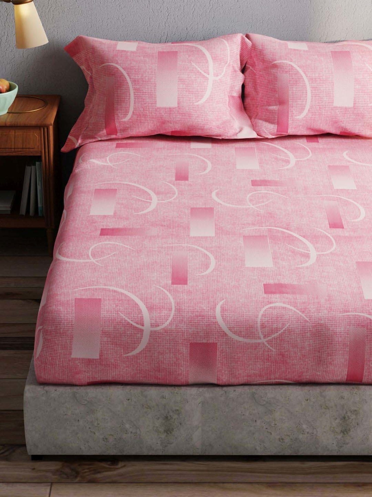 Bianca Amolina Pink 135 TC Cotton Double Bedsheet with 2 Pillow Covers