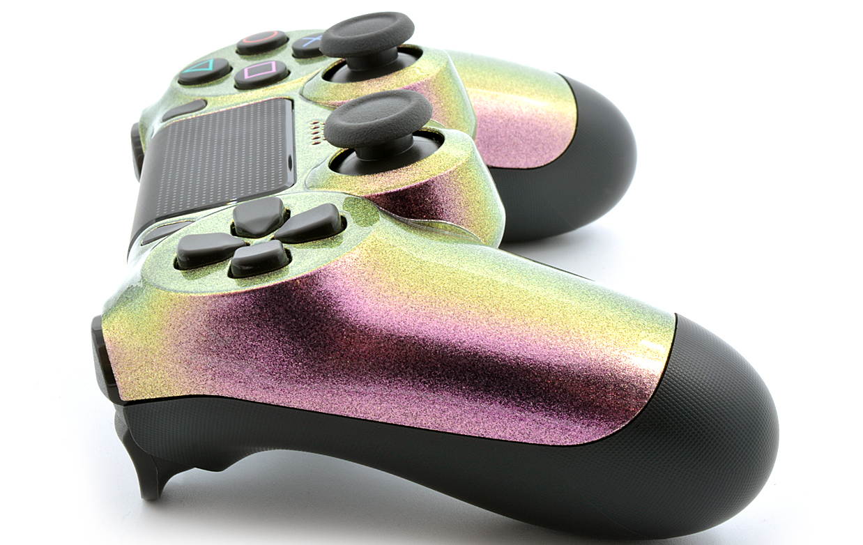 "Snow Chameleon" Ps4 PRO Rapid Fire Custom Modded Controller 40 Mods for COD BO3, Infinite Warfare, Destiny, Ghosts Quick Scope Auto Run Sniper Breath & More with CUSTOM LIGHTBAR