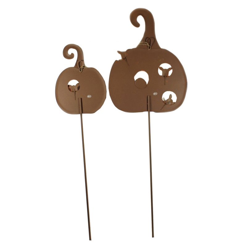 Halloween 31.75" Orange Pumpkins With Mice Stake Hang  -  Decorative Garden Stakes