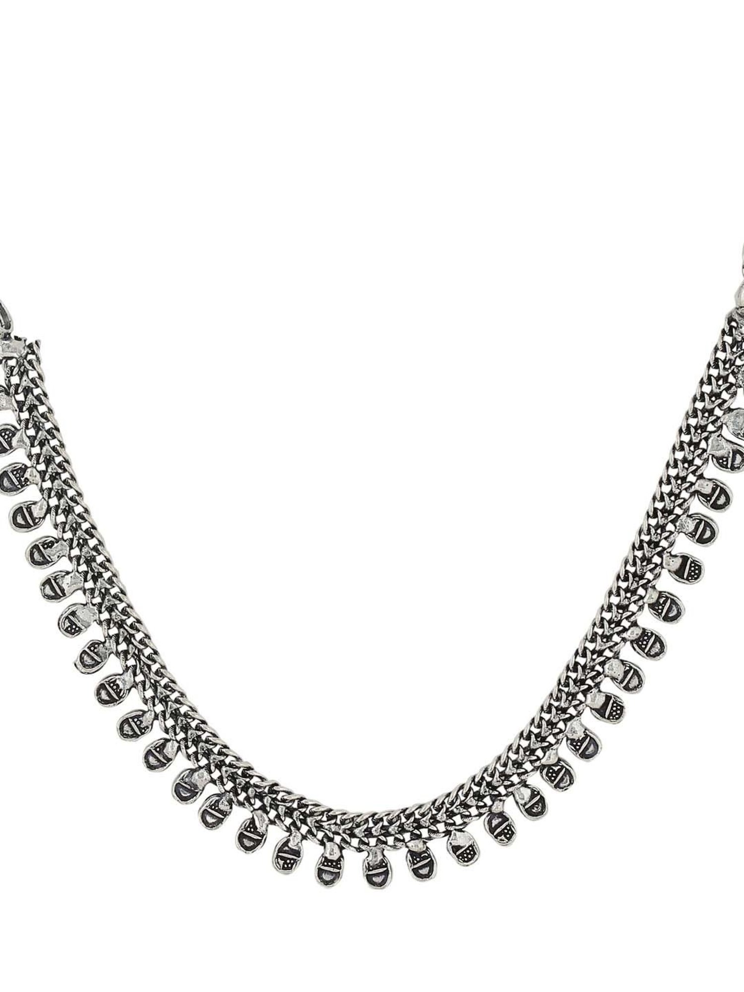 NVR Silver-Plated Oxidized Necklace for Women