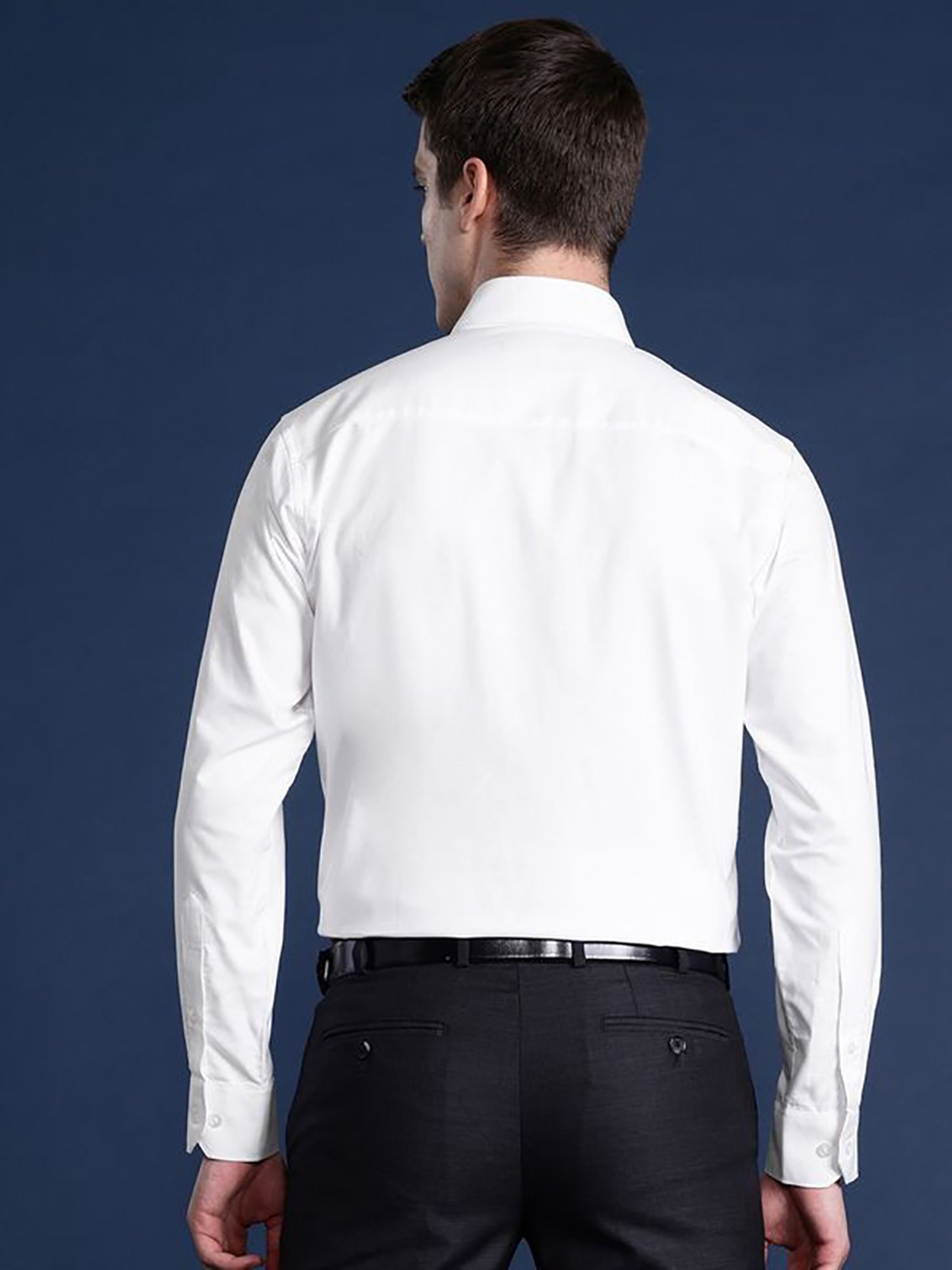 Hancock White Slim Fit Solid Shirts