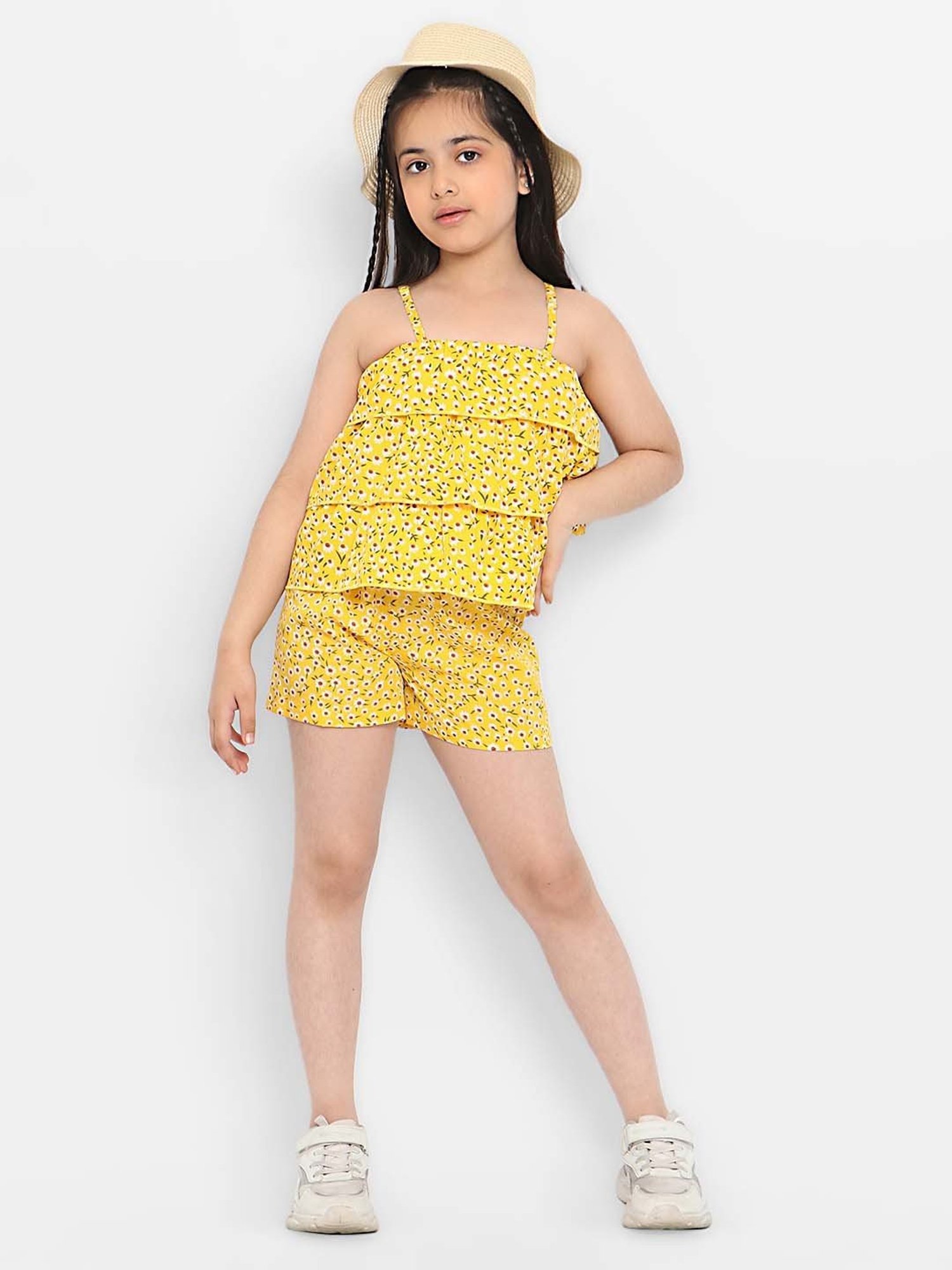 Nauti Nati Kids Yellow Floral Print Top with Shorts