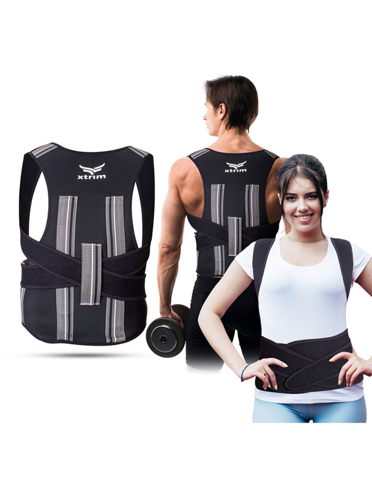 Xtrim Posture Corrector Back Support Belt (Black) Size - Large