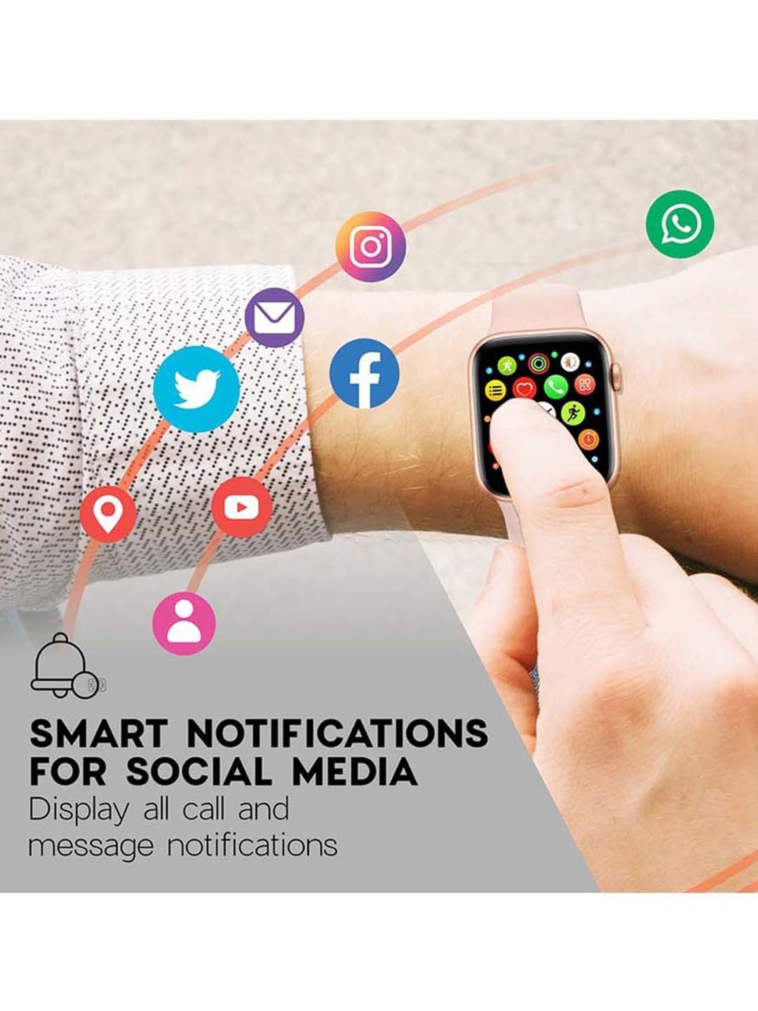 MAXX SX7 Pro Smart Watch with Bluetooth Calling (Free Size, Rose Gold)