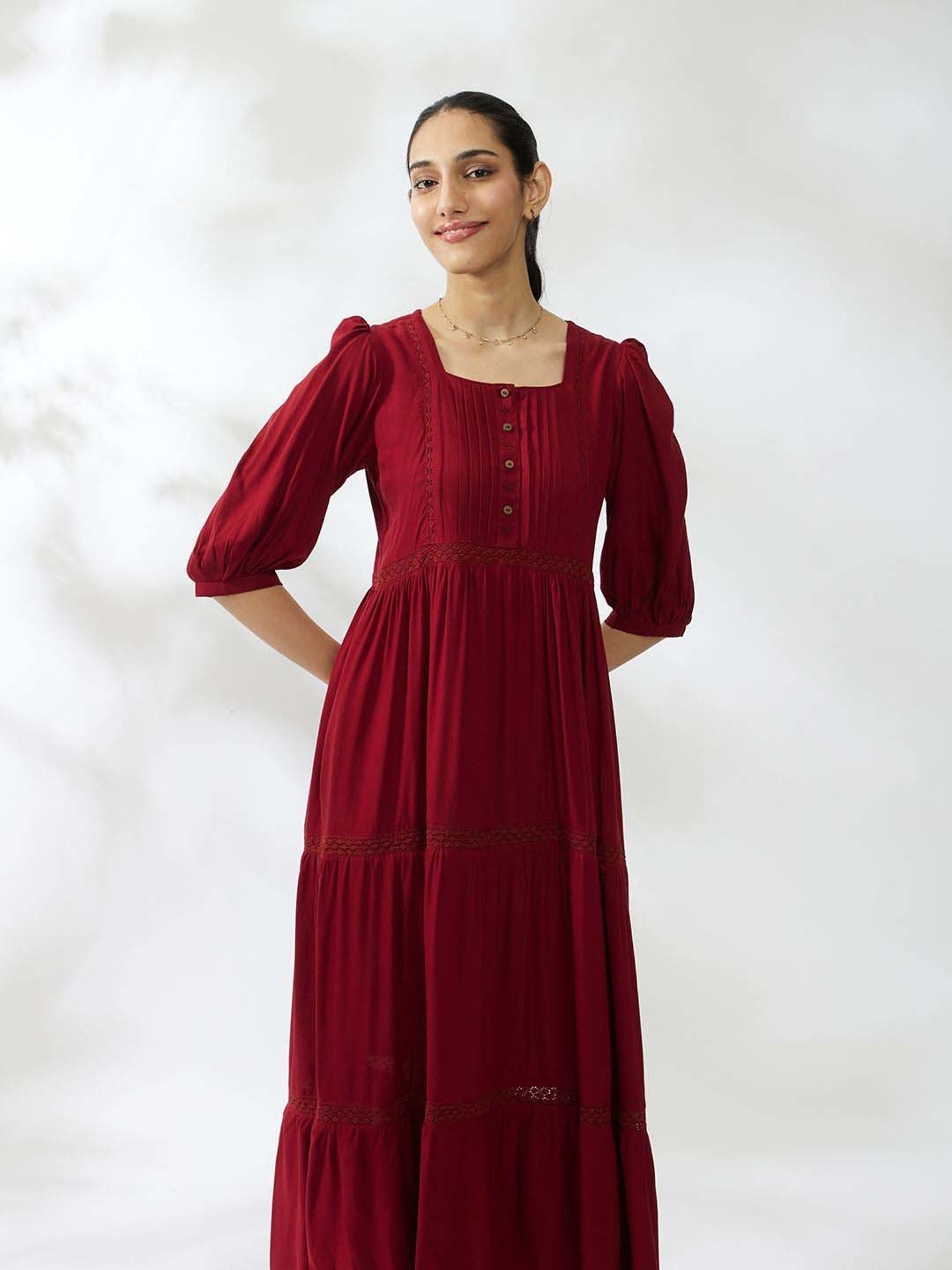 Daali Maroon Regular Fit Maxi Dress