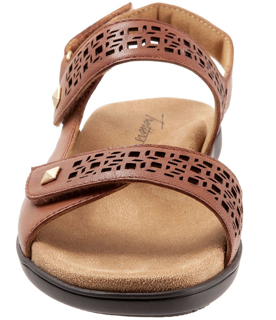 Trotters Romi Cutout Leather Adjustable Hook and Loop Footbed Sandals