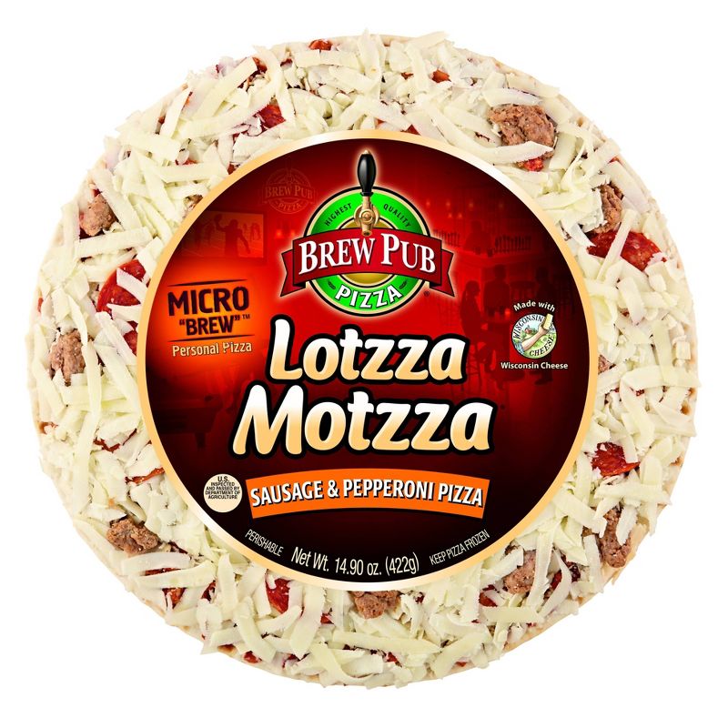 Brew Pub Lotzza Motzza Sausage & Pepperoni 9-inch Frozen Pizza - 14.9oz