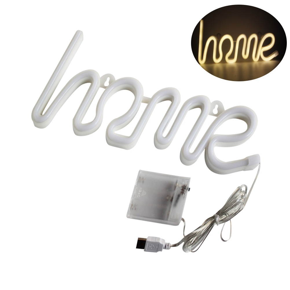 Home Neon Lamp Wall Hanging LED Night Light for Birthday Wedding Party Bedroom Wall Hanging Decor - Warm White