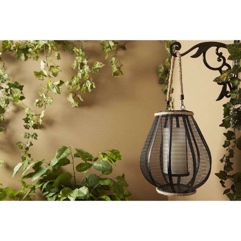 11" LED Dahl Mesh Outdoor Lantern with Dancing Flame Black - Smart Living