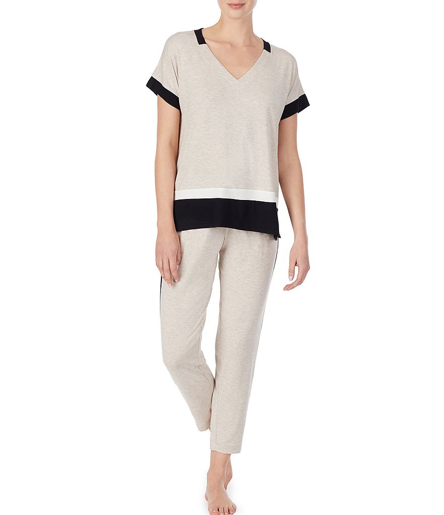 Donna Karan Sleepwear Colorblock Jersey Knit Coordinating Sleep Top