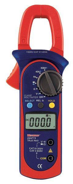 WESTWARD 28AF74 Digital Clamp Meter,400A,40 Ohms
