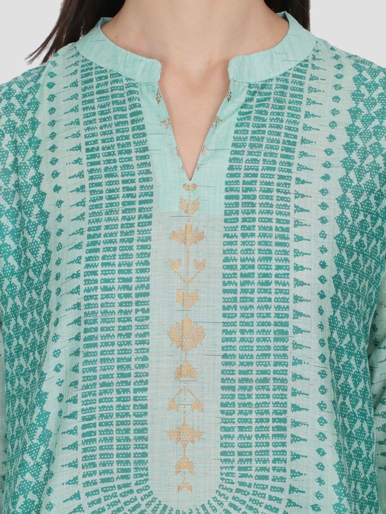 Alena Green Printed Straight Kurta