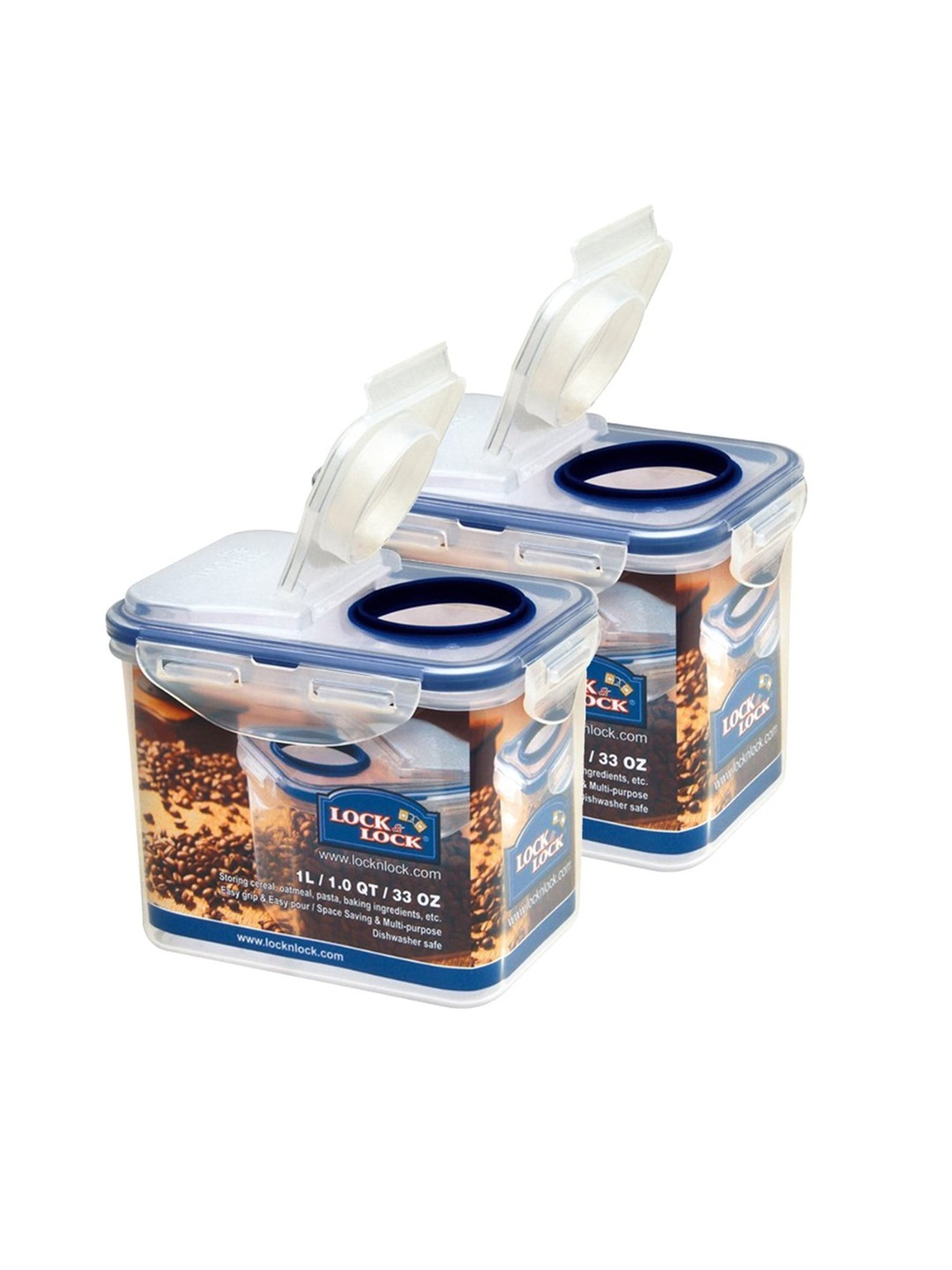 Lock & Lock Transparent Plastic Airtight Food Storage Containers with Flip Lid