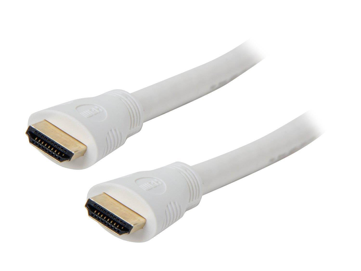 Nippon Labs NMHD-25MM-28-WT 25-Feet High Speed HDMI with Ethernet CL2 Rating, White Cable M/M 28 AWG Gold Plated