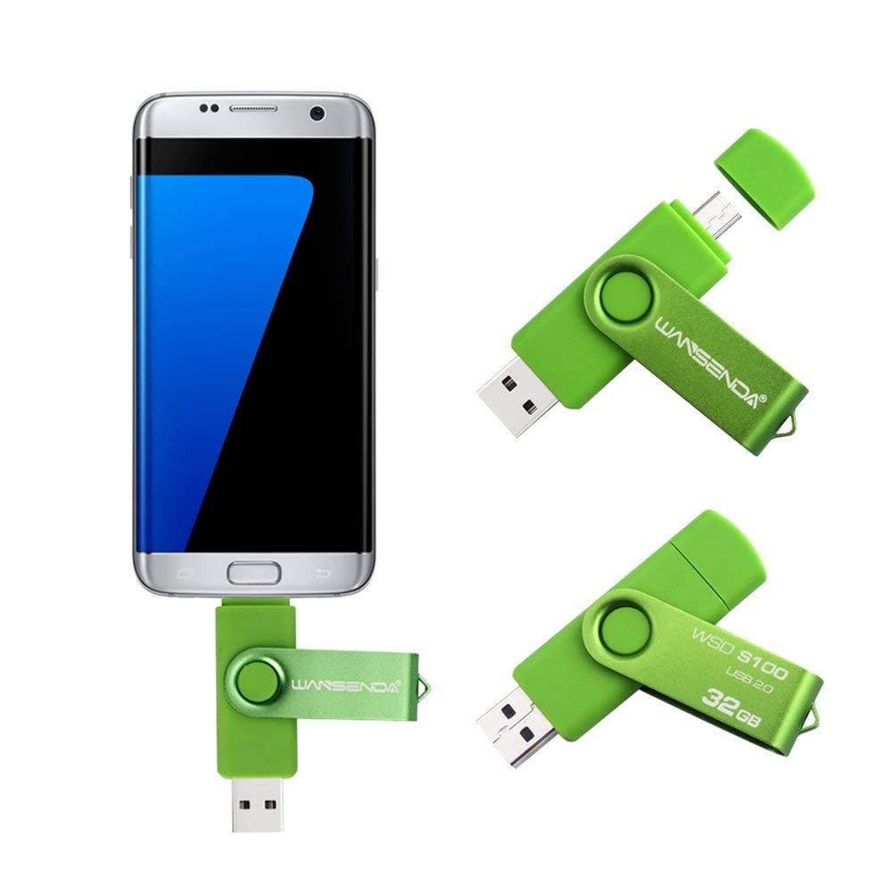 Wansenda OTG USB Flash Drive 16GB 32GB 64GB 128GB USB 2.0 for Android Devices/PC/Tablet/Mac (32GB, Green)