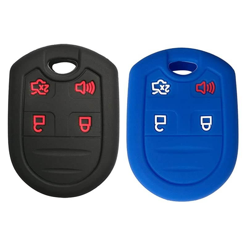 2Pcs Silicone Key Fob Skin Cover Protector Keyless Jacket Remote Holder for Ford F150 F150 F250 F350 Mustang Fusion Explorer Taurus Expedition Lincoln MKS MKX MKZ Navigator