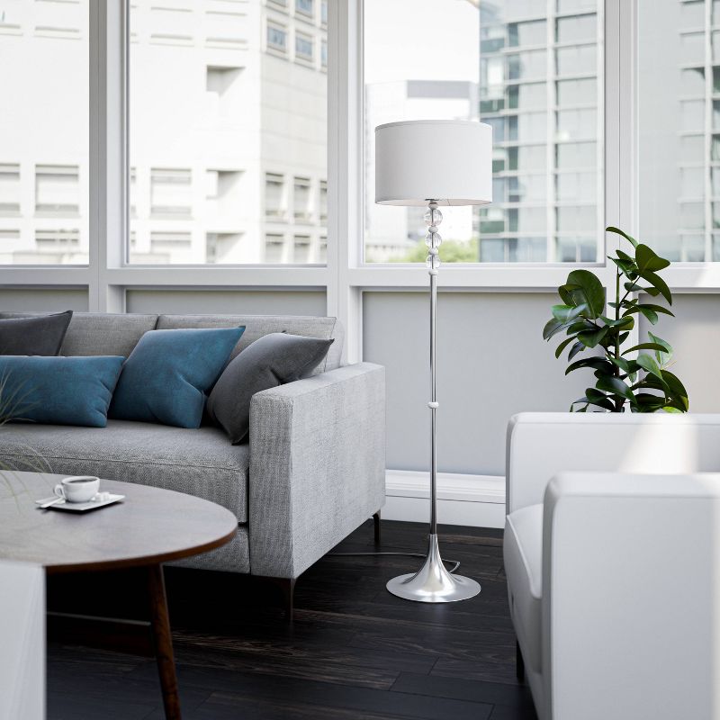 3-way Luella Floor Lamp Brushed Steel/White/Acrylic - Kenroy Home