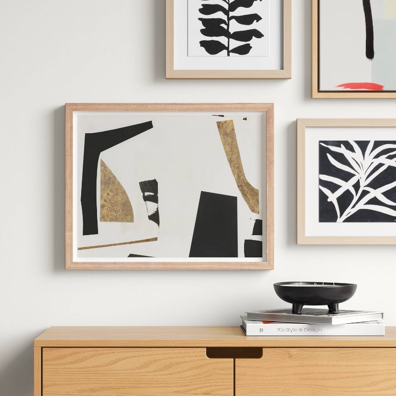 16" x 20" Abstract Framed Wall Art White/Black/Gold - Project 62™