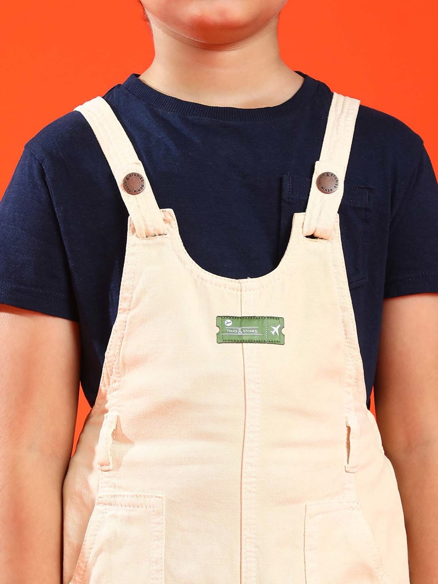 Kiddopanti Kids Blue Solid Dungaree