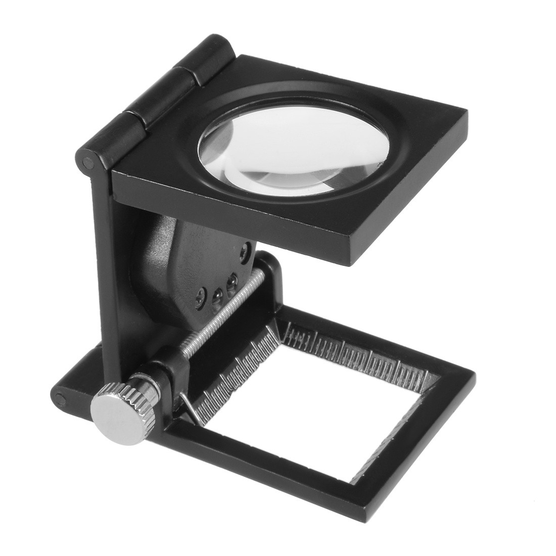 Global Bargains 10X 28mm Mini Three-Folding 10X Magnifier Zinc Alloy Magnifier Magnifying Glass with Scale for Textile Optical Jewelry Tool
