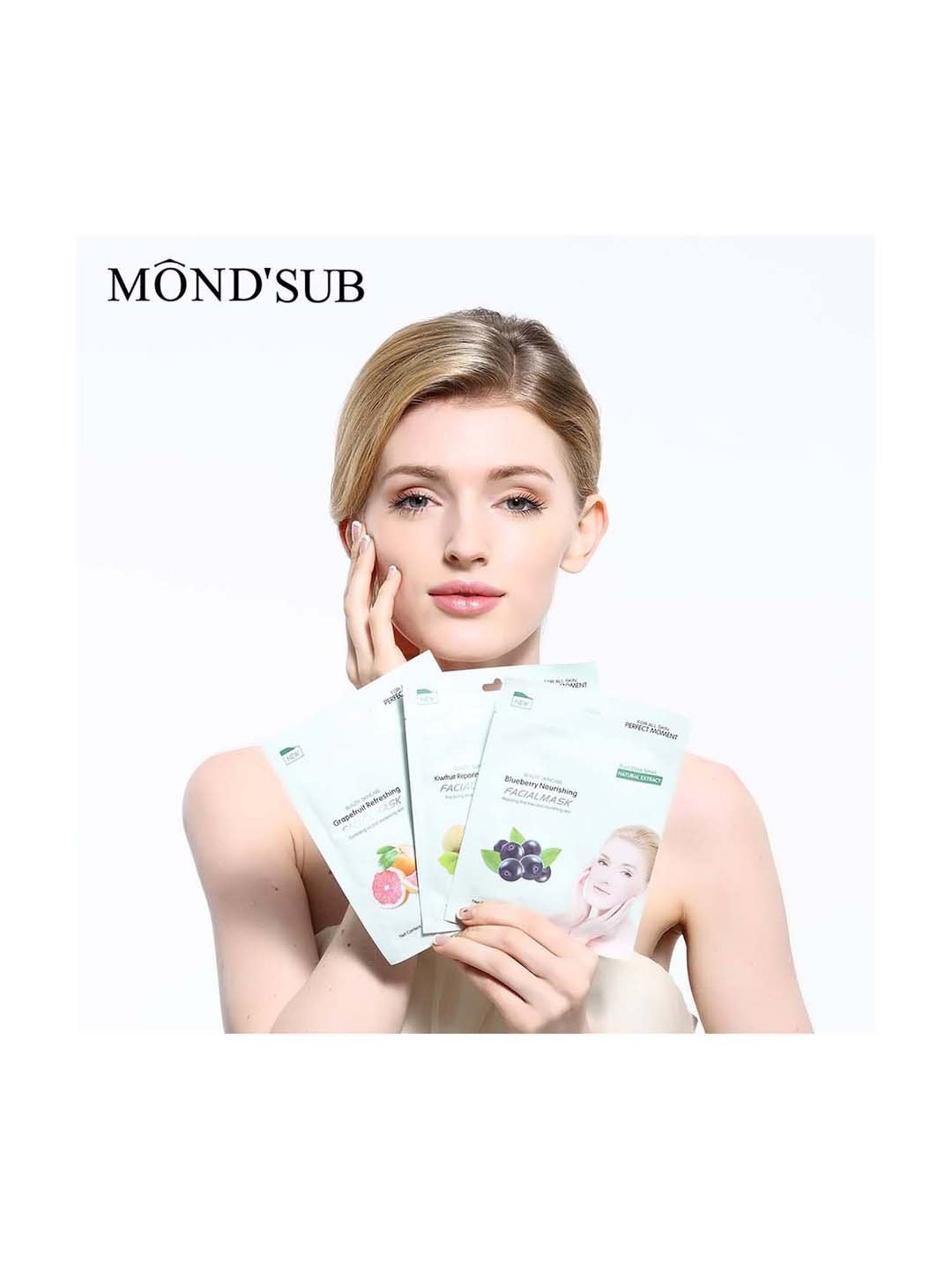 MONDSUB Grapefruit Refreshing Facial Sheet Masks (Pack of 5) - 25 gm Each