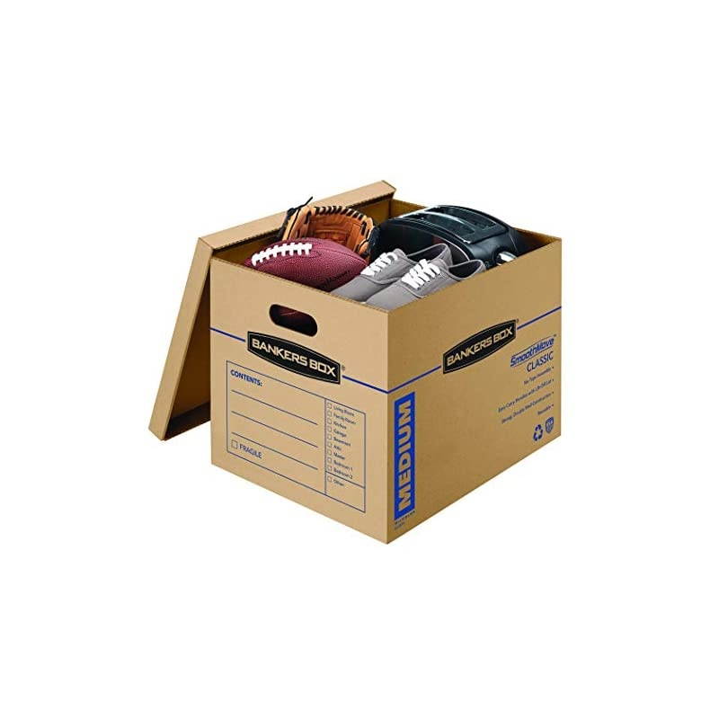 SmoothMove Classic Moving Boxes, Tape-Free Assembly, Easy Carry Handles, Medium, 18 x 15 x 14 Inches, 20 Pack (8817202)