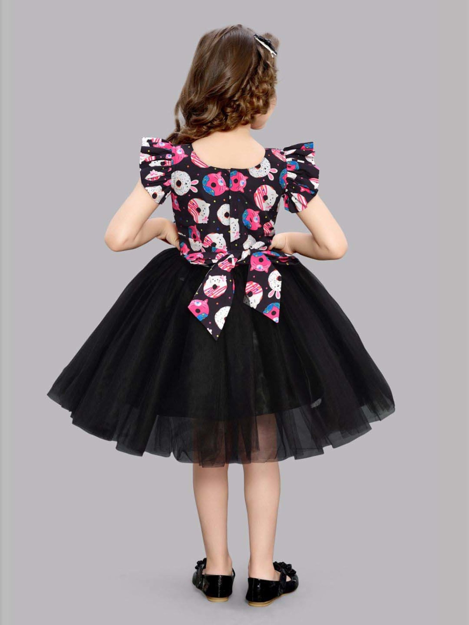 Pink Chick Kids Black Digital Print Dress