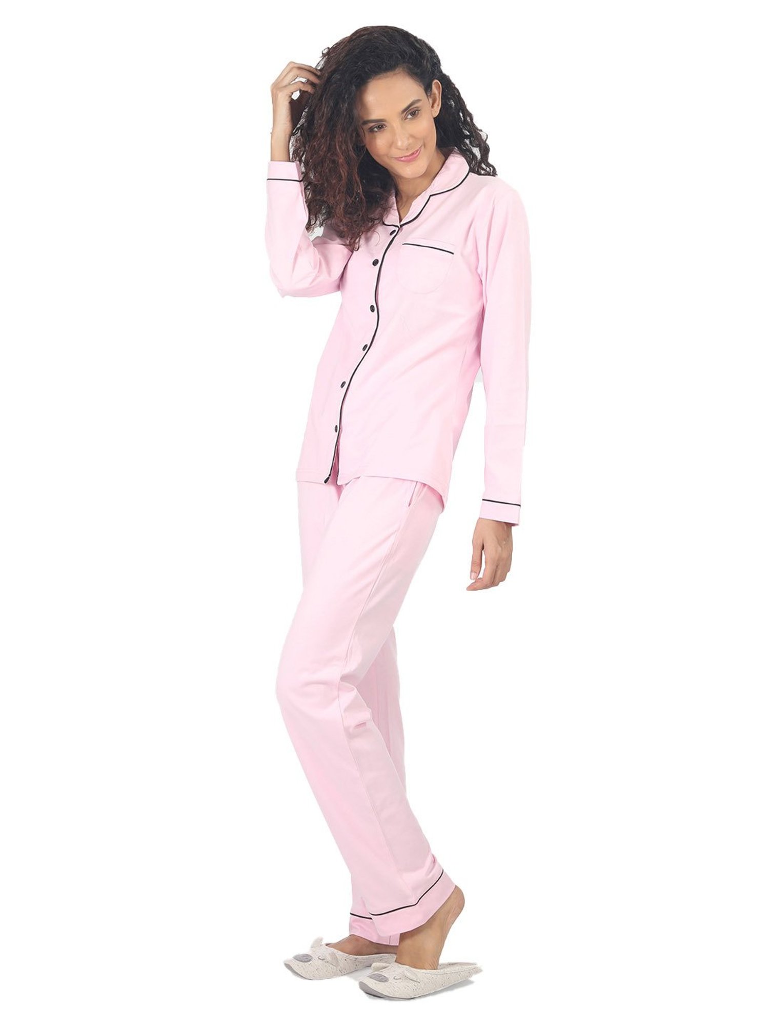 Nite Flite Pink Cotton Shirt With Pyjamas