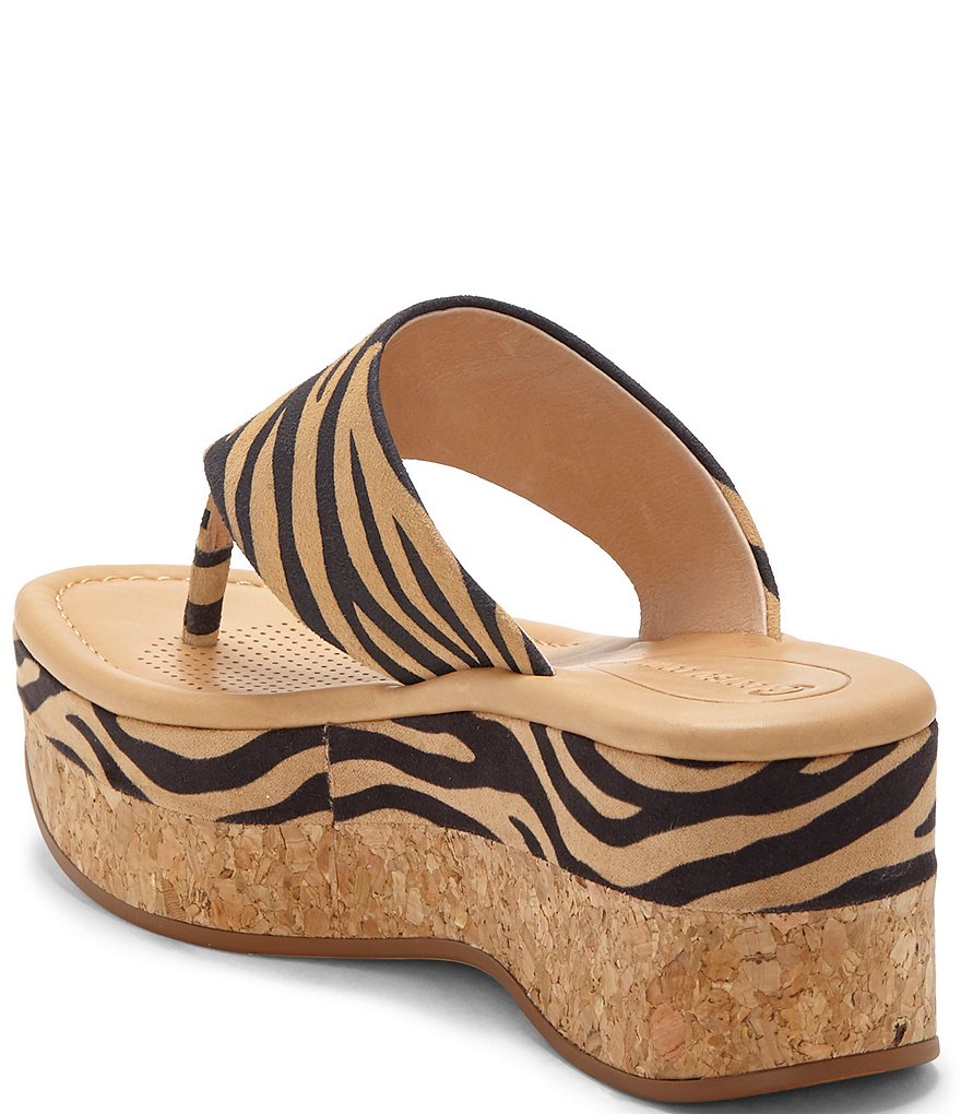 CC Corso Como Arowin Zebra Print Suede Thong Cork Platform Sandals