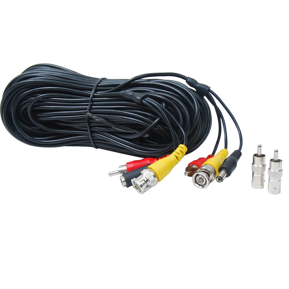 VideoSecu 2x 50 Feet Security Camera Audio Video Power Extension Cable BNC RCA Connector Wire Cord for CCTV Surveillance Camera with 2 Pack Power CFJ