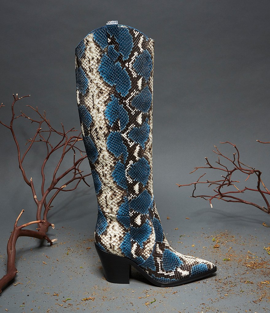 Antonio Melani Peigi Snake Printed Leather Tall Western Boots