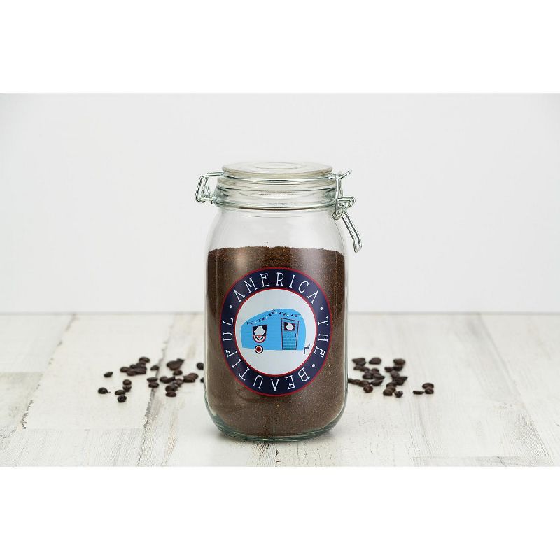 Amici Home 50 oz Single Container America the Beautiful Glass Storage Canister Clear with Decal