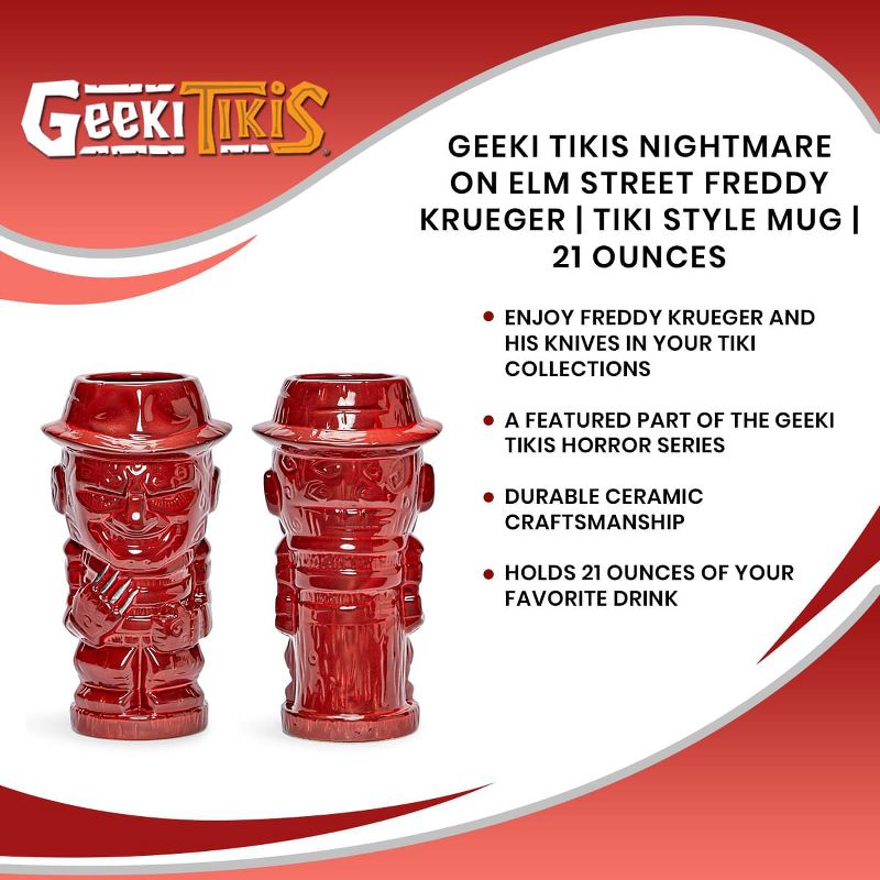 Beeline Creative Geeki Tikis Nightmare On Elm Street Freddy Krueger | Tiki Style Mug | 21 Ounces