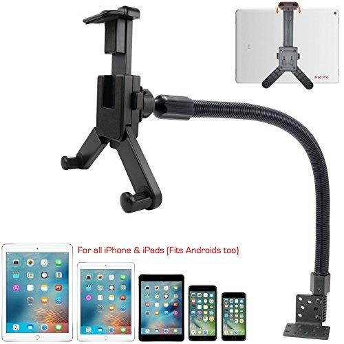 heavy duty universal tablet/smartphone floor seat bolt/hard install drill mount for car truck limo fleet van truck/trucker.fits all tablets ipad pro mini galaxy tab surface ellipsis & smartphones
