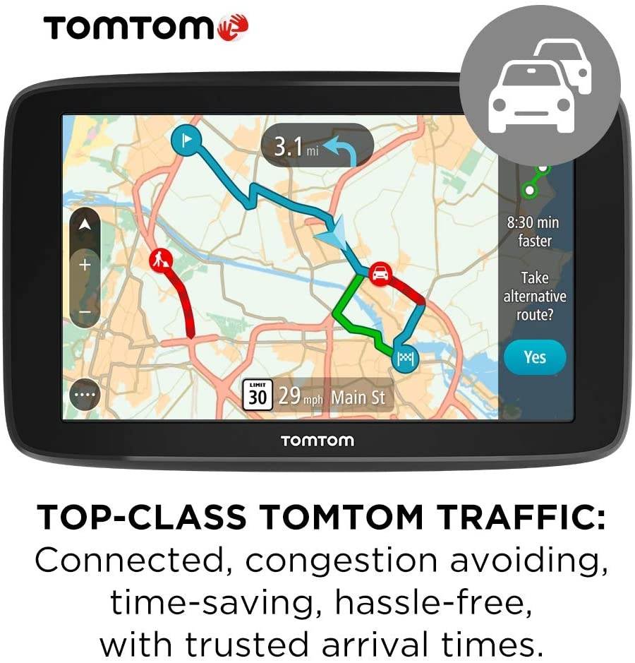 TomTom Go Comfort 6 Inch GPS Navigation Device with Updates via Wi-Fi, Real Time Traffic, Free Maps of North America, Smart Routing, Destination Prediction and Road Trips
