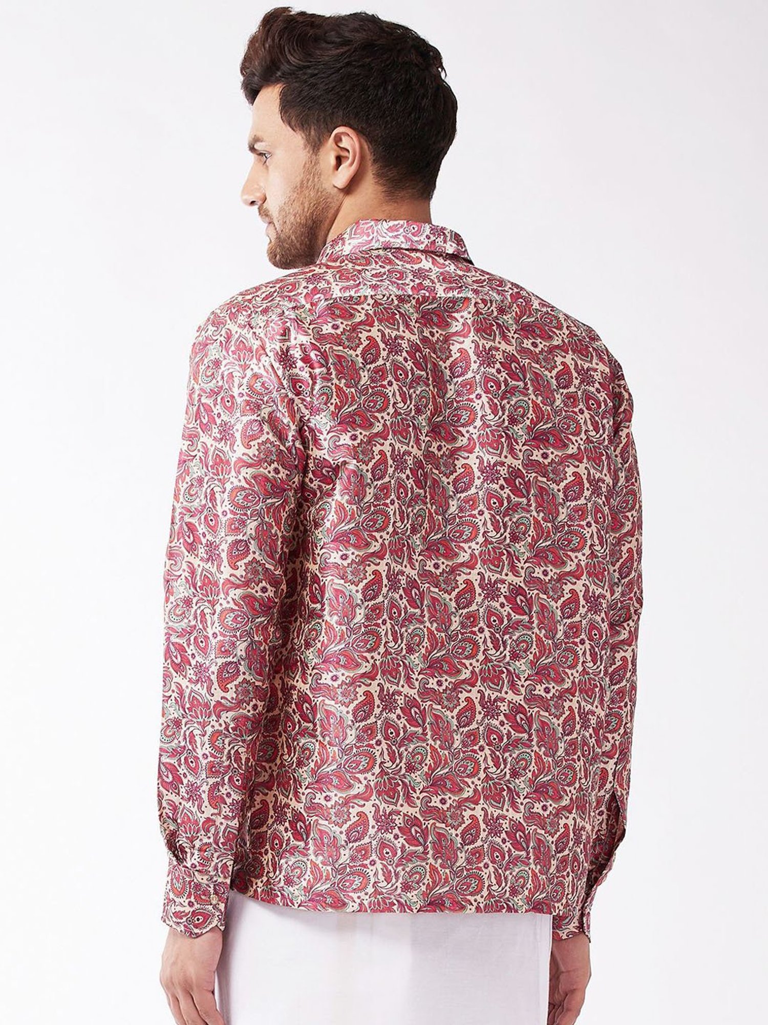 Vastramay Pink Straight Fit Printed Shirts