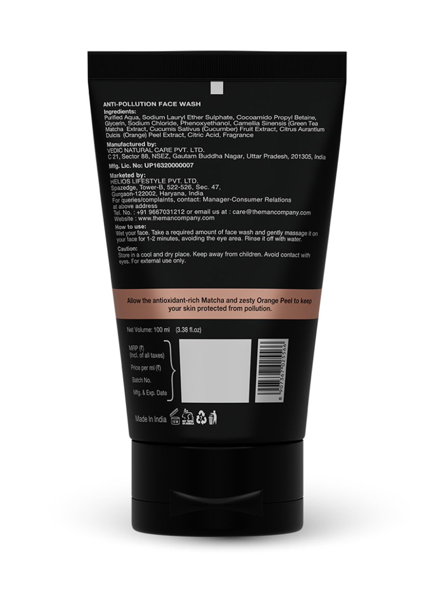 Mancode Detoxifying De Tan, Vitamin C & Acne Control Tea Tree Foaming Facewash (Pack of 3)