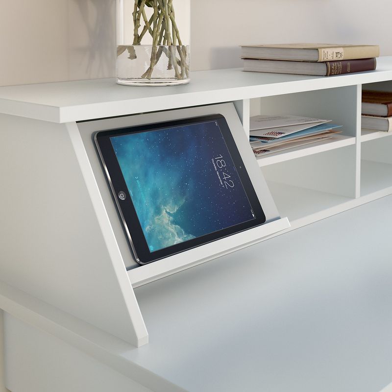 Broadview Computer Desk With Open Storage And Desktop Organizer Pure White - Bush Furniture