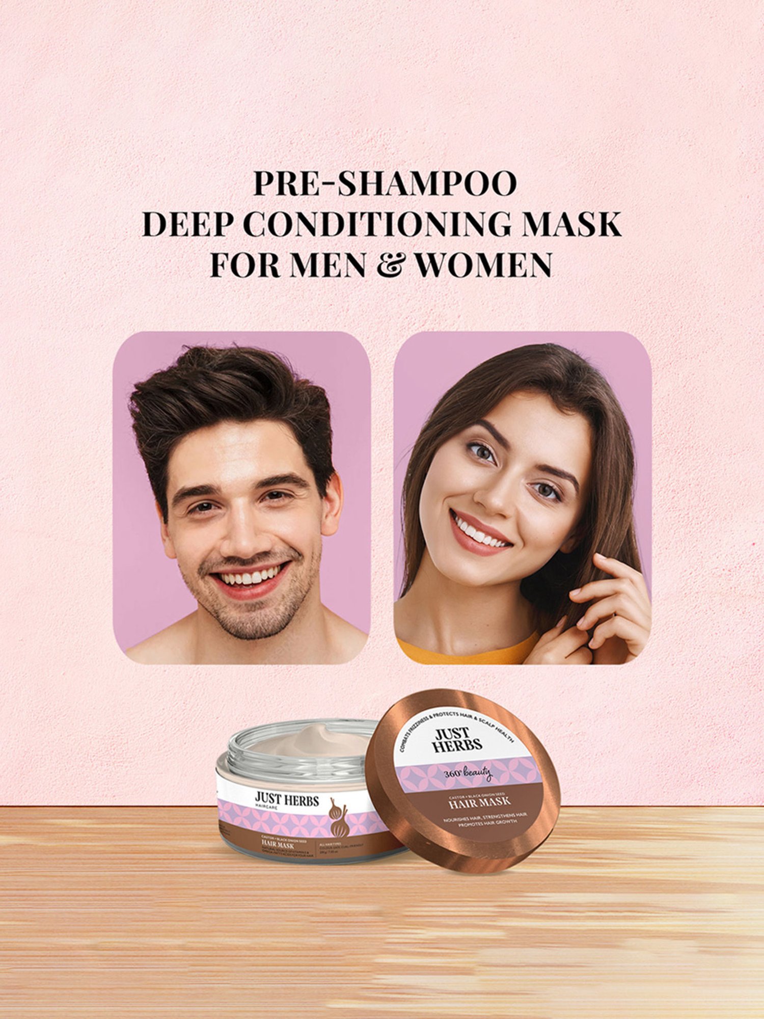 JUST HERBS Castor + Black Onion Seed Hair Mask - 200 gm