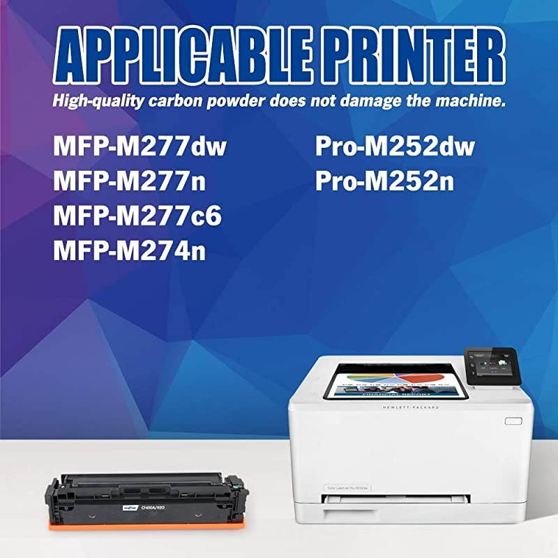 Replacement for HP CF400X HP 201X HP CF400A Black Toner Cartridge for use with HP Color Laserjet Pro MFP M277dw M252dw MFP M277n M252n Printer 1 Pack