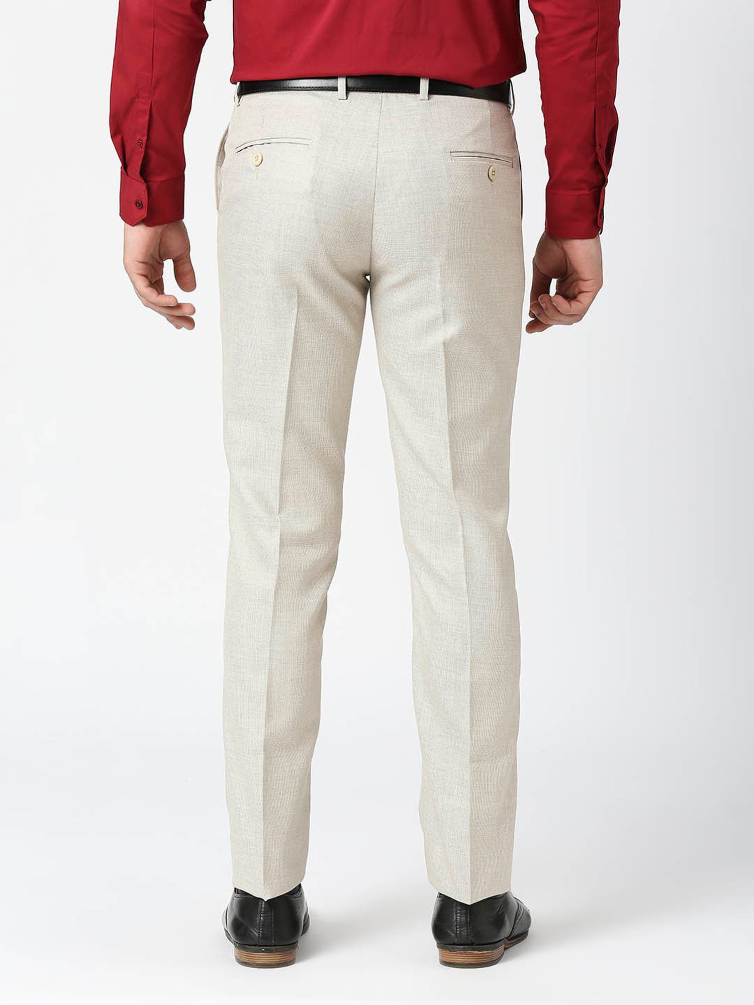 SOLEMIO Beige Slim Fit Trousers