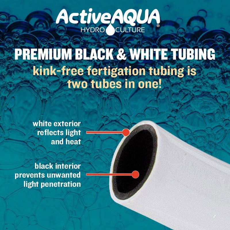 Active Aqua HGTB75WB 3/4 Inch Inside Diameter Vinyl Tubing for Indoor Vegetation Growing Hydroponic Irrigation Systems and Tanks, 100 Feet, White