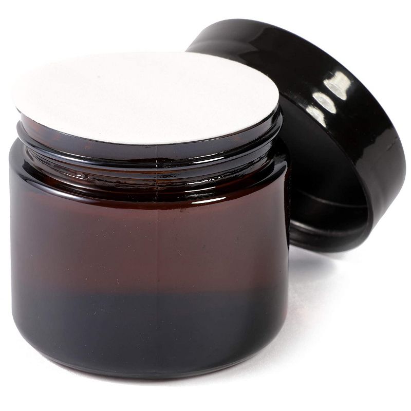 Juvale 8 Pack Amber Round Glass Jars with Lids for Travel Cosmetics (8 oz)