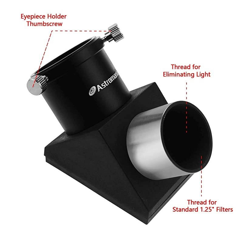 125quot 90Degree Diagonal Mirror More Comfortable Viewing Orientation as You Observe from Above Filter Thread for Any 125quot Filter and Accepts Standard 125quot eyepieces