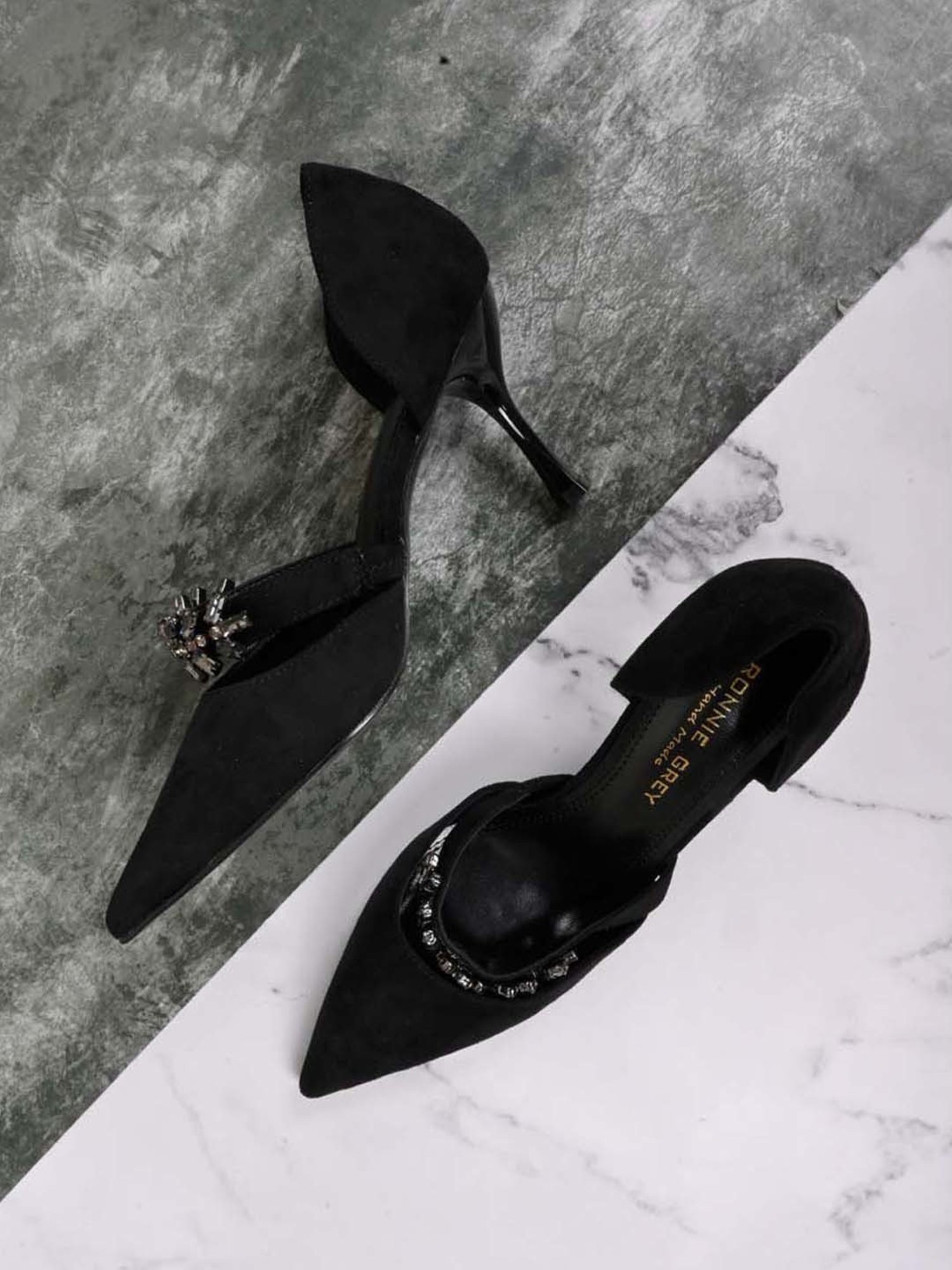 Ronnie Grey Women's Black D'orsay Stilettos