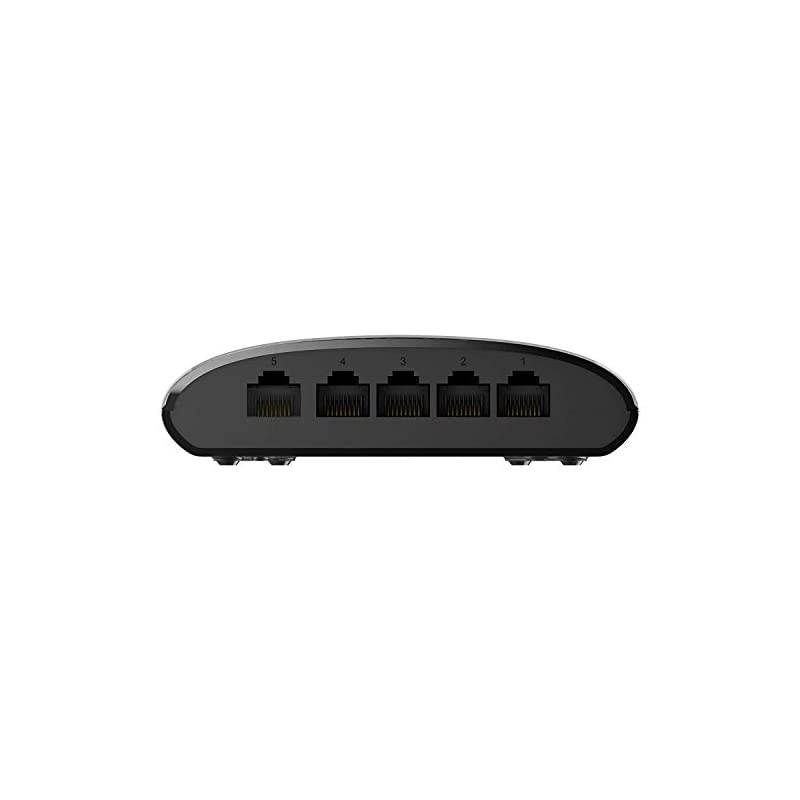 Ethernet Switch, 5-Port Gigabit Plug n Play Compact Design Fanless Desktop Switch (DGS-1005G),Black