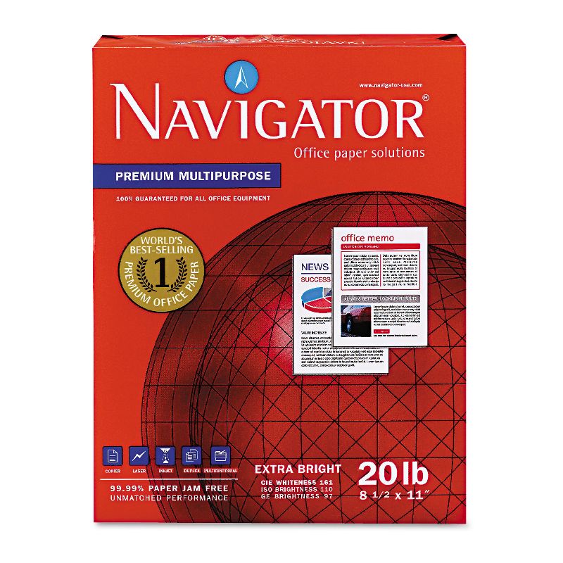 Navigator Premium Multipurpose Paper 97 Brightness 20lb 8-1/2x11 White 5000/Carton NMP1120