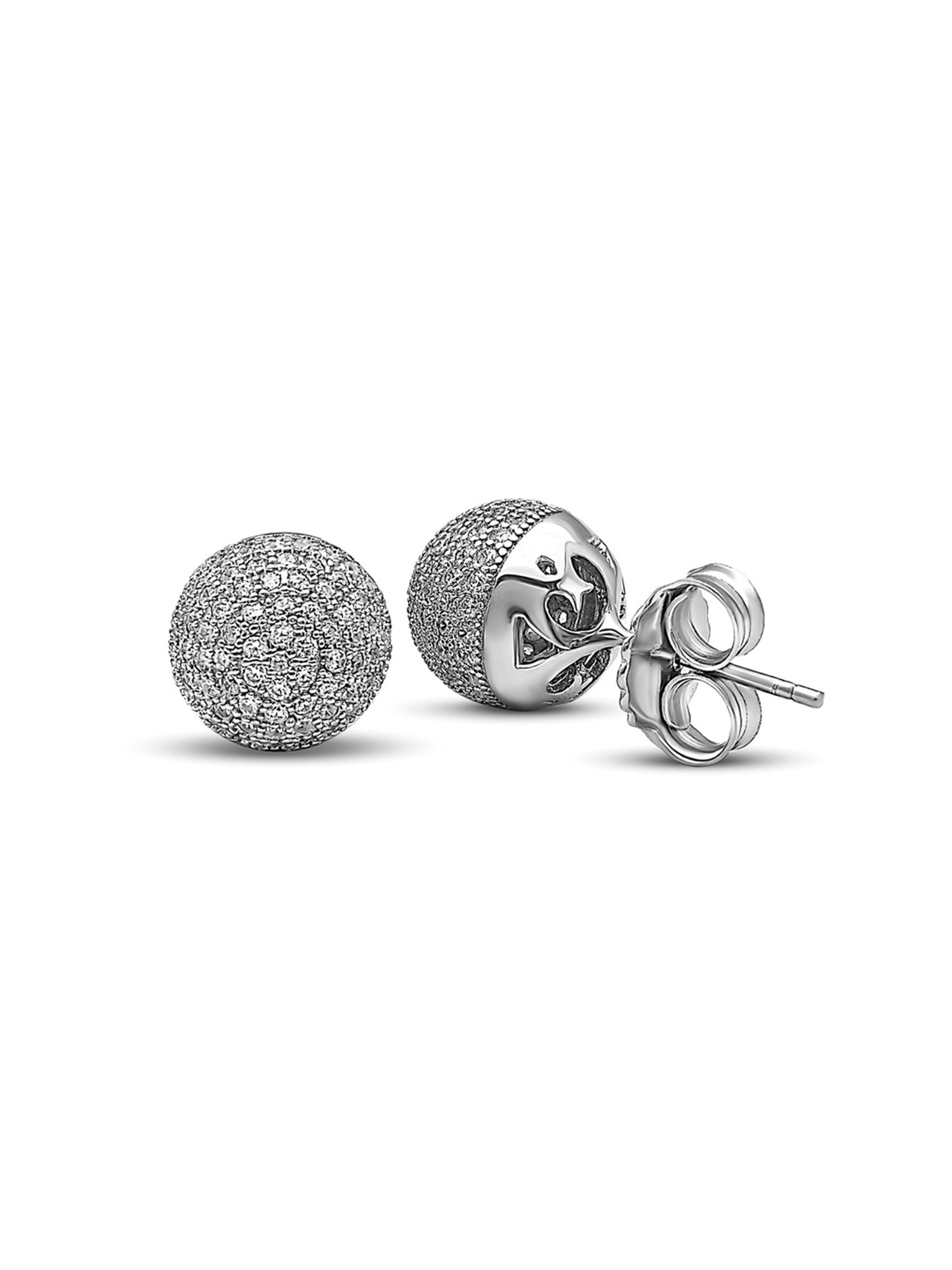 Silberry 92.5 Sterling Silver Crystal Globe Stud Earrings for Women